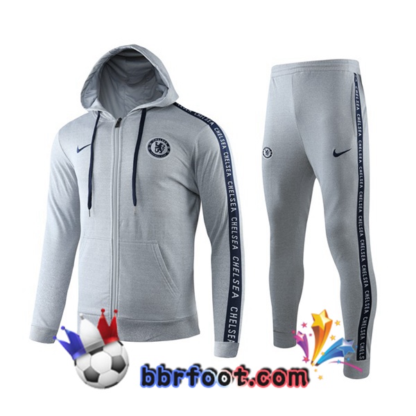 Capuche Survetement Foot FC Chelsea Gris 19/20