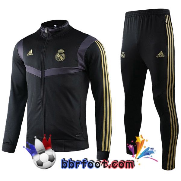 Veste Survetement Foot Real Madrid Noir Jaune 19/20