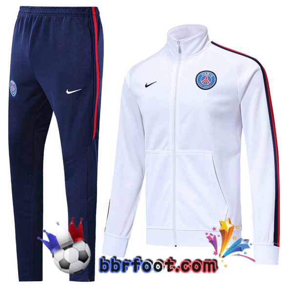 Veste Survetement Foot PSG Blanc 19/20