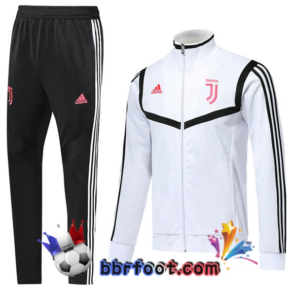 Veste Survetement Foot Juventus Blanc Noir 19/20