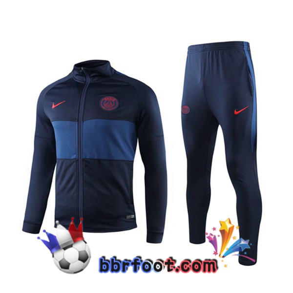 Veste Survetement Foot PSG Bleu Fonce 19/20
