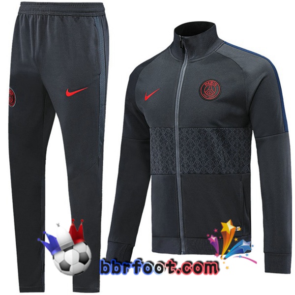 Veste Survetement Foot PSG Gris Fonce 19/20