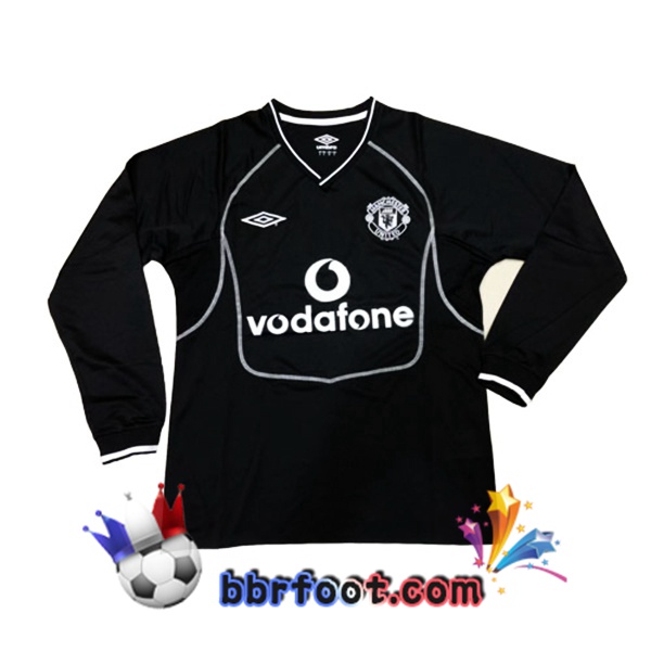 Maillots Retro Foot Vintage Manchester United Gardien de but Noir Manche longue 2000 2001