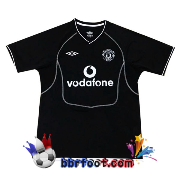 Maillots Retro Foot Vintage Manchester United Gardien de but Noir 2000 2001
