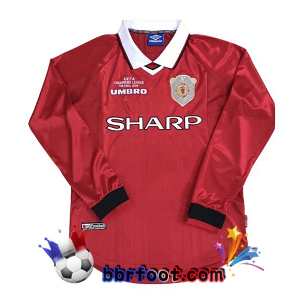 Maillots Retro Foot Vintage Manchester United Manche longue Domicile 1999 2000