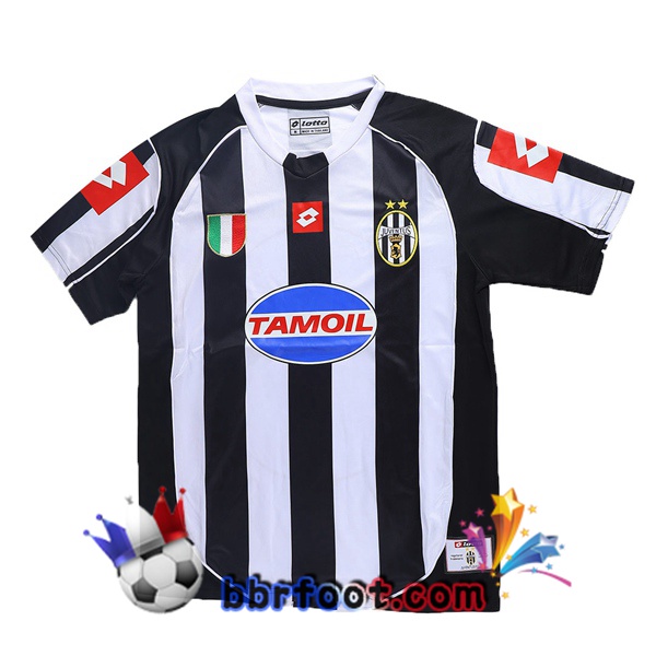 2002-2003 Juventus Domicile Retro Maillot de Foot Noir Blanc