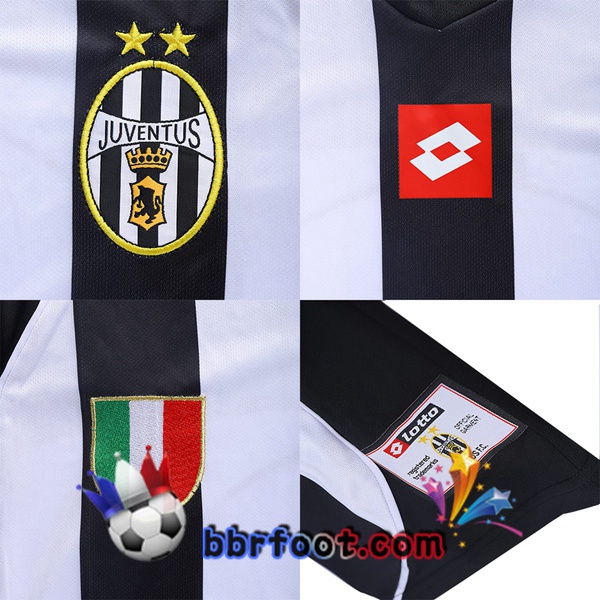 2002-2003 Juventus Domicile Retro Maillot de Foot Noir Blanc