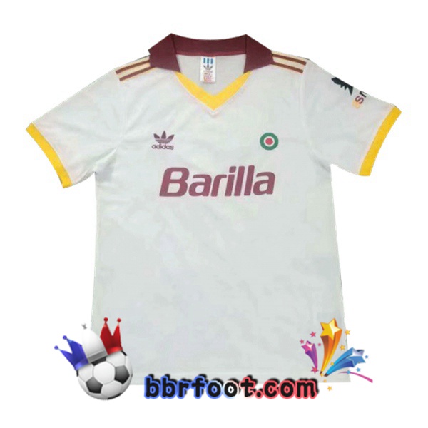 1991-1992 Roma Exterieur Retro Maillot de Foot Blanc