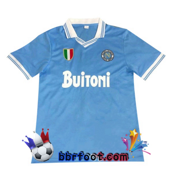 1986-1987 SSC Naples Domicile Retro Maillot de Foot Bleu