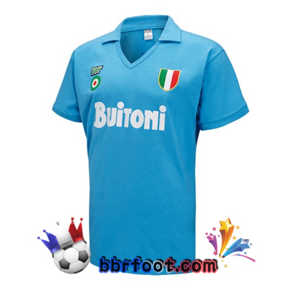 1987-1988 SSC Naples Domicile Retro Maillot de Foot Bleu