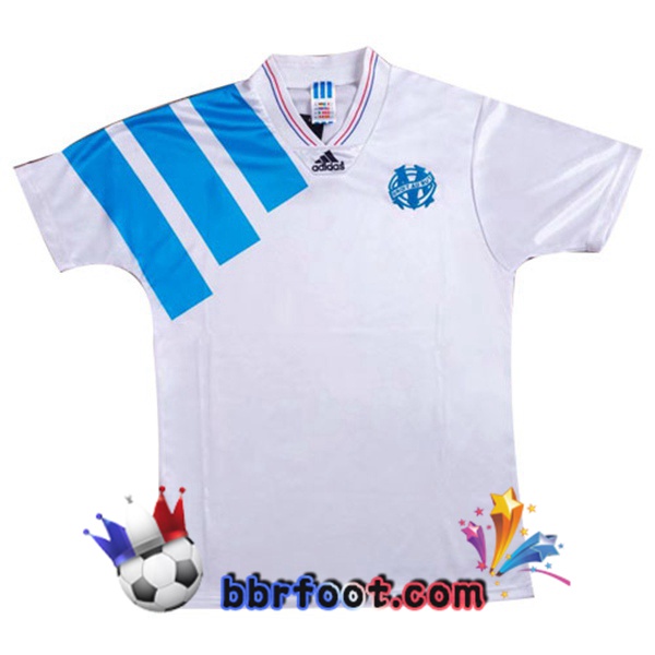 1992-1993 Marseille OM Domicile Retro Maillot de Foot Blanc