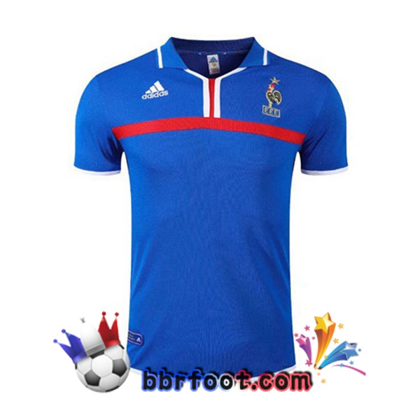 2000 France Domicile Retro Maillot de Foot Bleu
