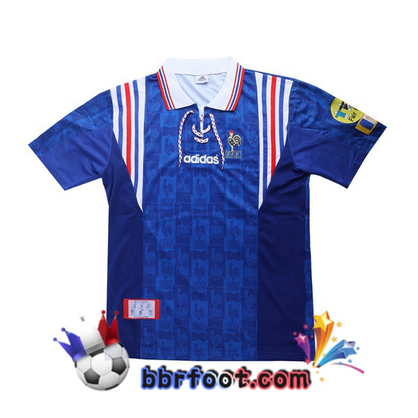 1996 France Domicile Retro Maillot de Foot Bleu
