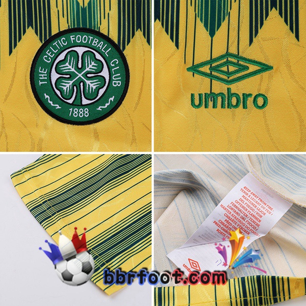 1991-1992 Celtic FC Exterieur Yellow Retro Maillot de Foot Jaune