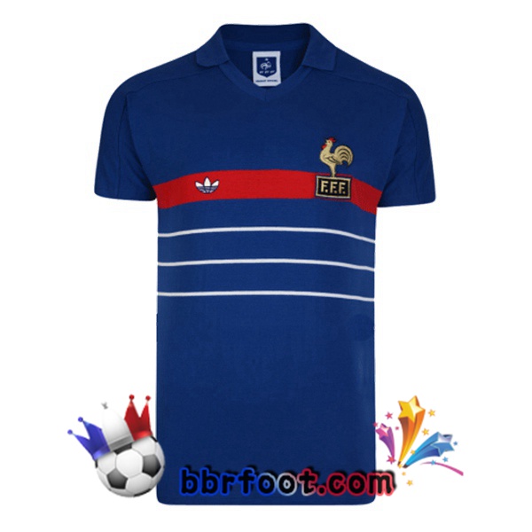 1984 France Domicile Retro Maillot de Foot Bleu