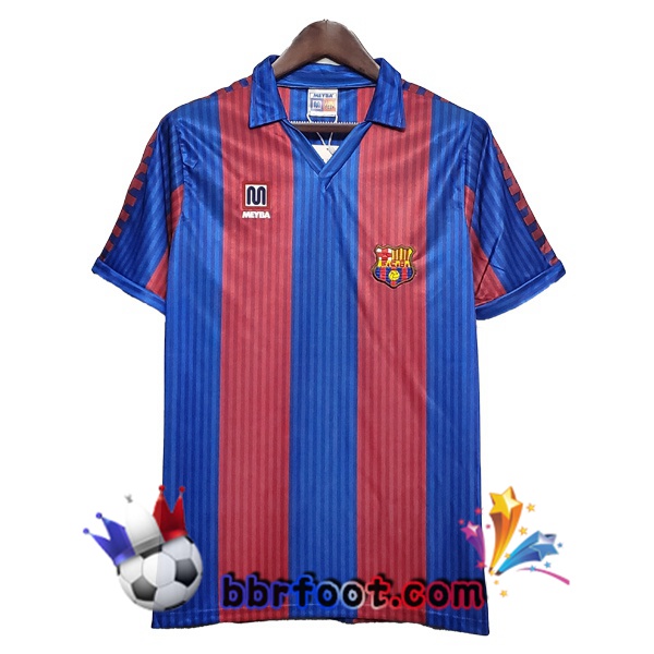 1990-1991 FC Barcelone Domicile Retro Maillot de Foot Rouge Bleu