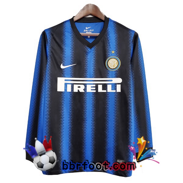 2010-2011 Inter Milan Domicile Retro Maillot de Foot Manche Longue Bleu