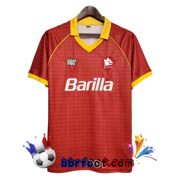 1990-1991 AS Roma Domicile Retro Maillot de Foot Rouge