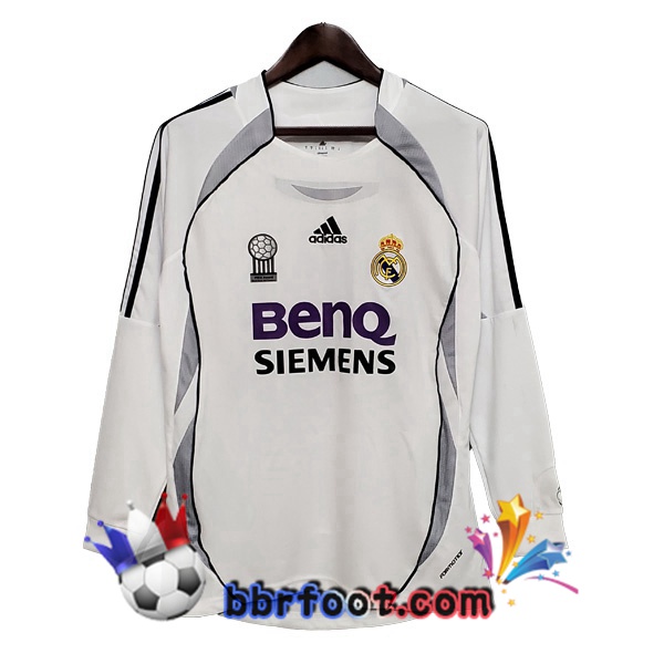 2006-2007 Real Madrid Domicile Retro Maillot de Foot Manche Longue Blanc