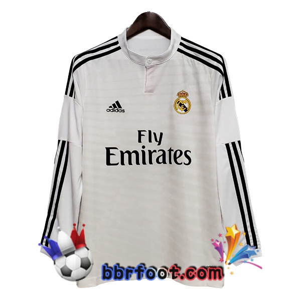 2014-2015 Real Madrid Domicile Retro Maillot de Foot Manche Longue Blanc
