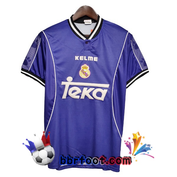 1997-1998 Real Madrid Exterieur Retro Maillot de Foot Bleu