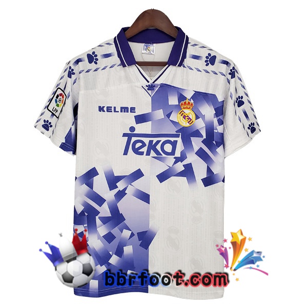 1996-1997 Real Madrid Third Retro Maillot de Foot Bleu Blanc
