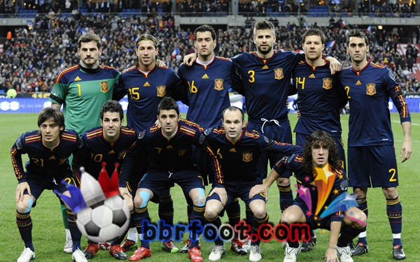 2010 Espagne Exterieur Retro Maillot de Foot Manche Longue Bleu