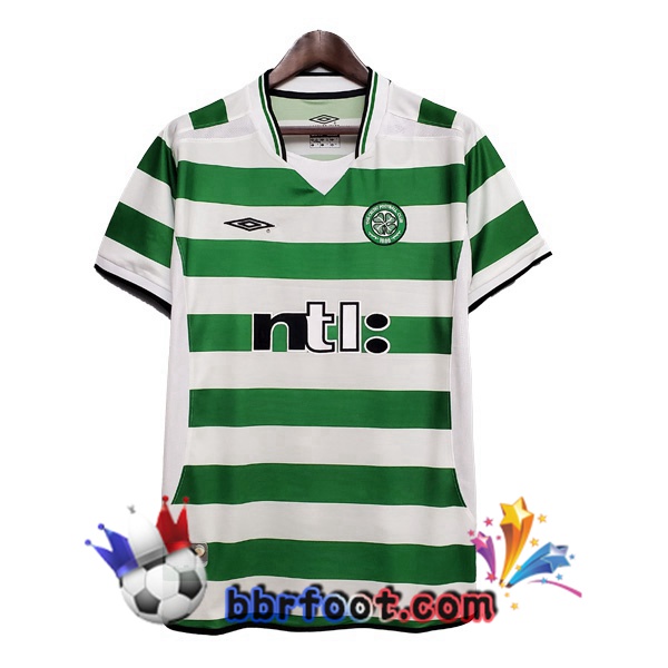 2001-2003 Celtic FC Domicile Retro Maillot de Foot Vert Blanc