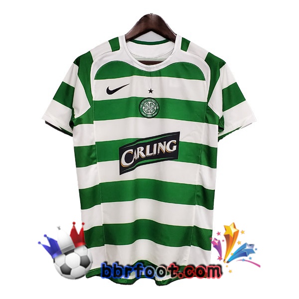 2005-2006 Celtic FC Domicile Retro Maillot de Foot Vert Blanc