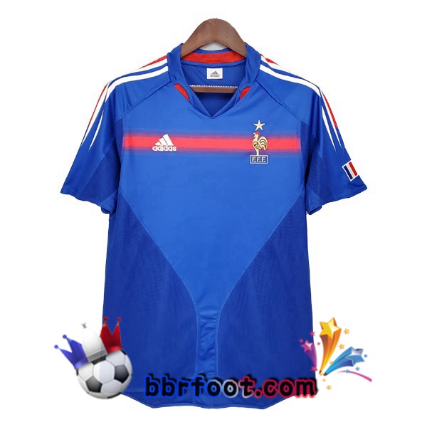 2004 France Domicile Retro Maillot de Foot Bleu