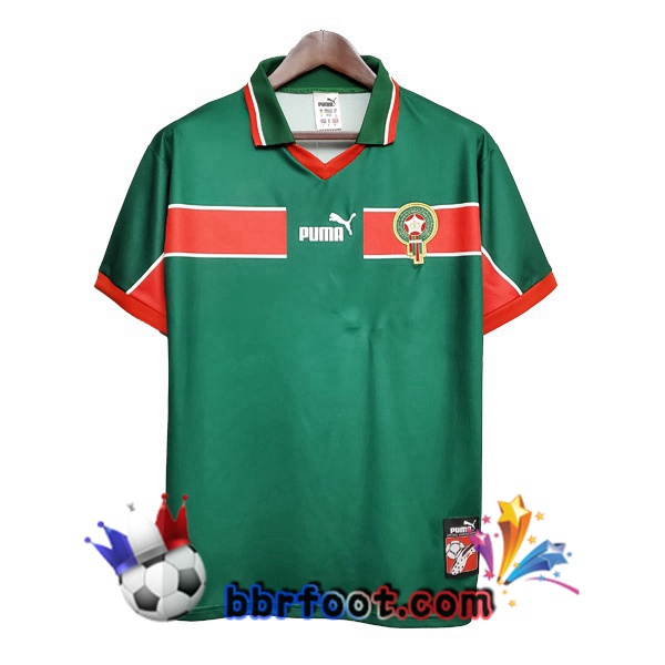 1998 Maroc Domicile Retro Maillot de Foot Vert