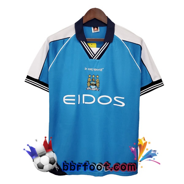 1999-2001 Manchester City Domicile Retro Maillot de Foot Bleu