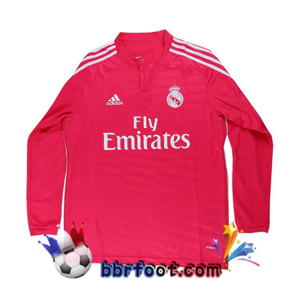 2014-2015 Real Madrid Exterieur Retro Maillot de Foot Manche Longue Rose