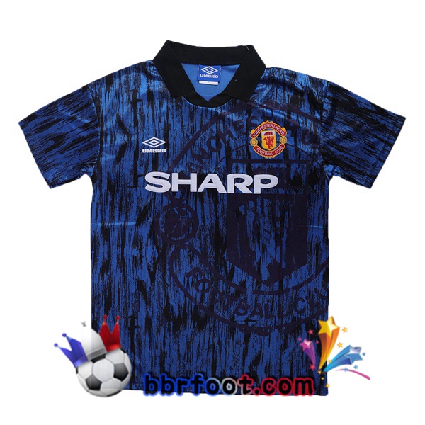 1992-1993 Manchester United Exterieur Retro Maillot de Foot Bleu