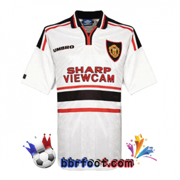 1998-1999 Manchester United Exterieur Retro Maillot de Foot Blanc