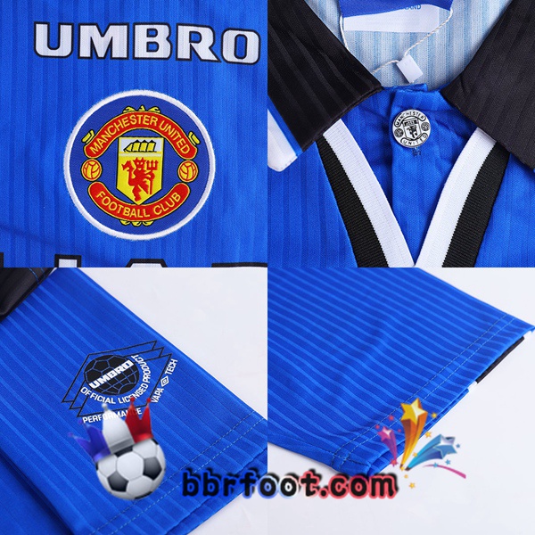 1996-1997 Manchester United Third Exterieur Retro Maillot de Foot Bleu