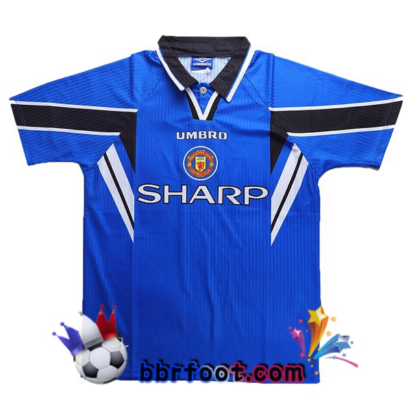 1996-1997 Manchester United Third Exterieur Retro Maillot de Foot Bleu