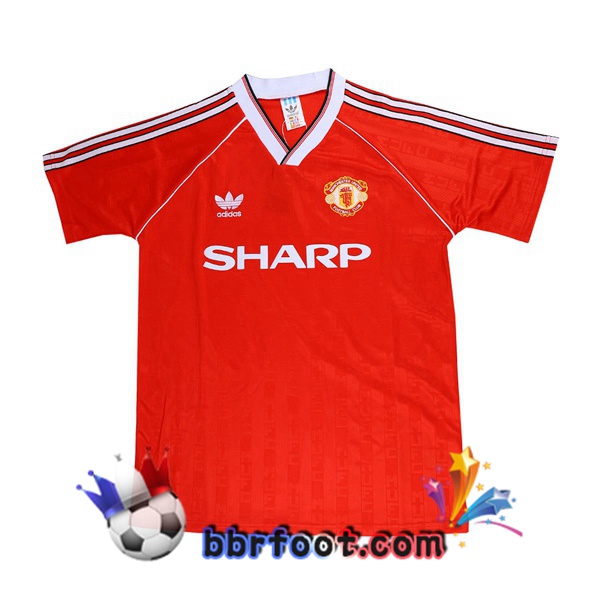 1988-1990 Manchester United Domicile Retro Maillot de Foot Rouge