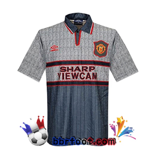 1995-1996 Manchester United Third Exterieur Retro Maillot de Foot Gris