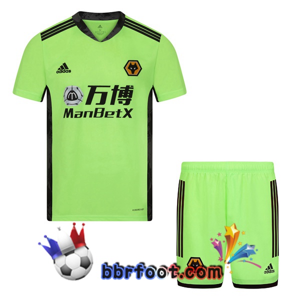 Maillot de Foot Wolves Enfants Gardien de but Vert 2020/2021