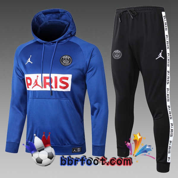 Veste A Capuche Survetement Foot PSG Jordan Enfants Bleu 20/21