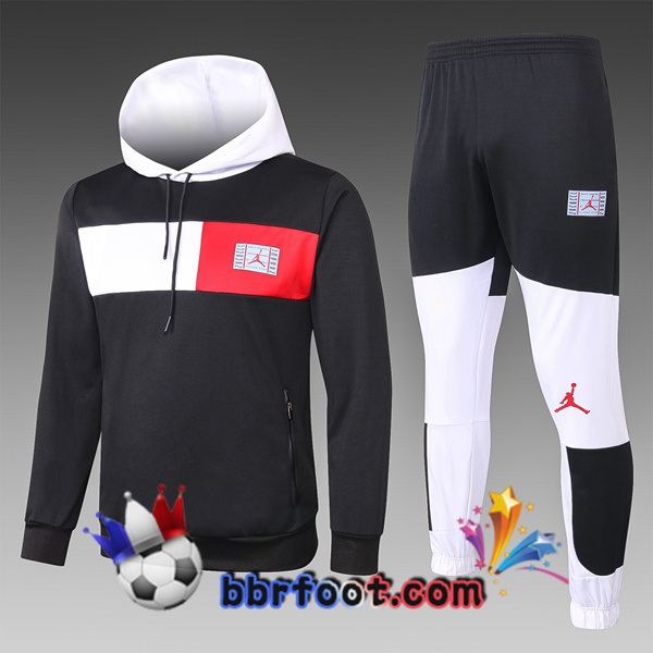 Veste A Capuche Survetement Foot PSG Jordan Enfants Noir 20/21