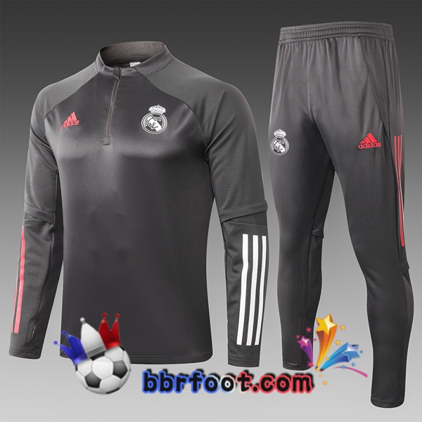 Survetement Foot Real Madrid Enfants Gris Fonce 20/21