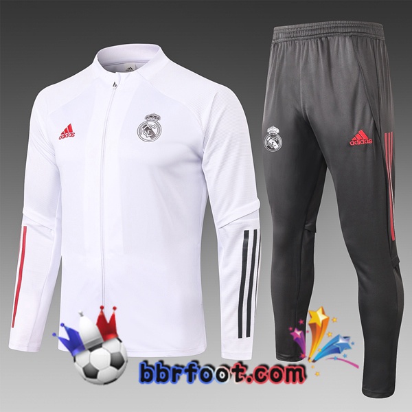 Survetement Foot - Veste Real Madrid Enfants Blanc 20/21