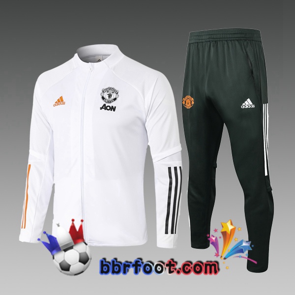 Survetement Foot - Veste Manchester United Enfants Blanc 20/21
