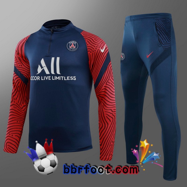Survetement Foot Paris PSG Enfant Bleu Rouge 20/21