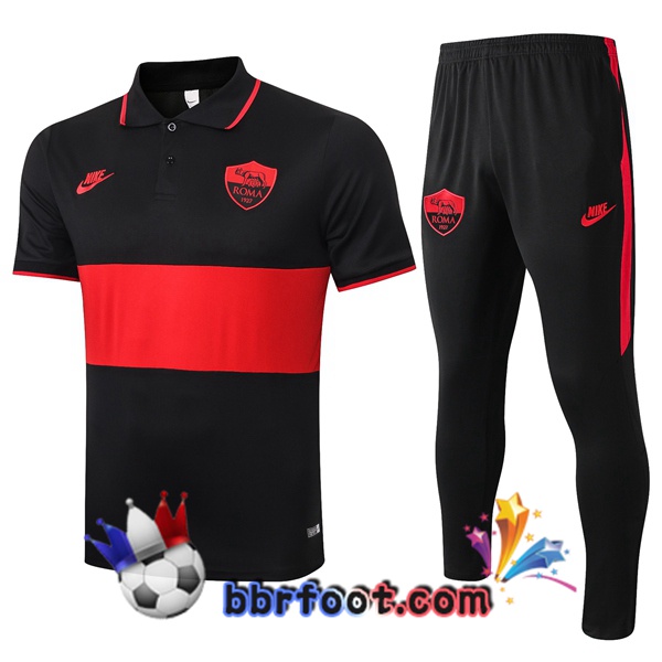Polo Foot AS Roma + Pantalon Noir Rouge 20/21