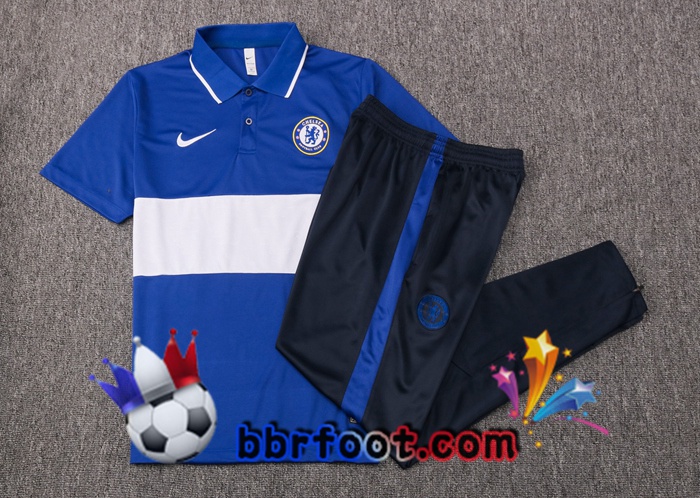 Polo Foot FC Chelsea + Pantalon Bleu Blanc 20/21