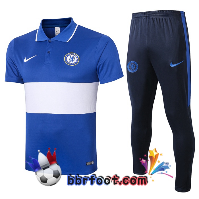 Polo Foot FC Chelsea + Pantalon Bleu Blanc 20/21