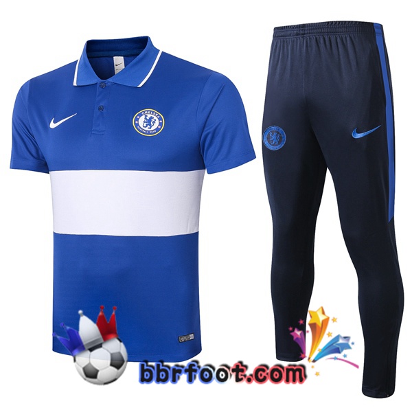 Polo Foot FC Chelsea + Pantalon Bleu Blanc 20/21